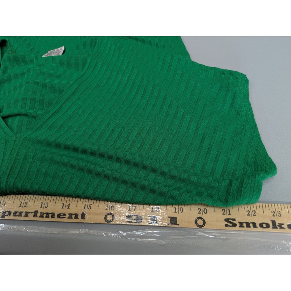 Twist Front‎ Top Women's Medium Green Rib Knit Dolman Casual Relaxed Slouchy - Picture 4 of 8